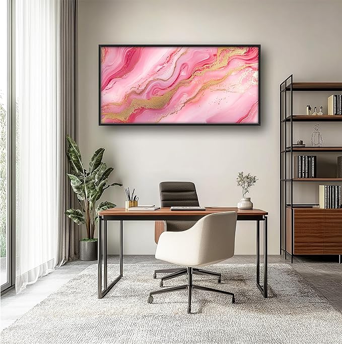 Lovira Abstract Pink Marble Large Wall Art Gold Wave Canvas Wall Decor Pictures Prints Painting Framed Modern Artwork for Living Room Bedroom Bathroom Office 30"x60"