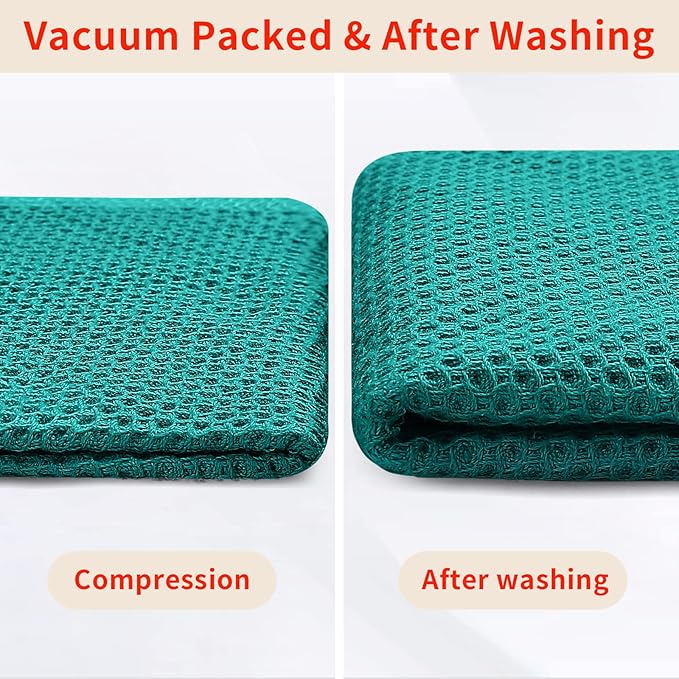 Homaxy 100% Cotton Kitchen Towels and Dishcloths Set, 12 x 12 Inches and 13 x 28 Inches, Set of 10 Bulk Kitchen Towels Set, Ultra Soft Absorbent Dish Cloths for Washing Dishes, Teal