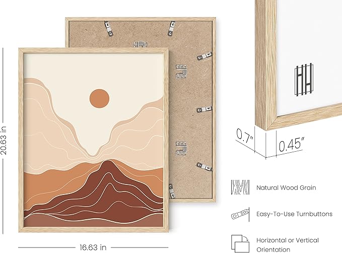 HAUS AND HUES Mountain Wall Art - Boho Art, Abstract Prints, Minimalist Wall Art, Boho Framed Art Prints for Wall, Terracotta Wall Decor (Beige Framed, 16x20)