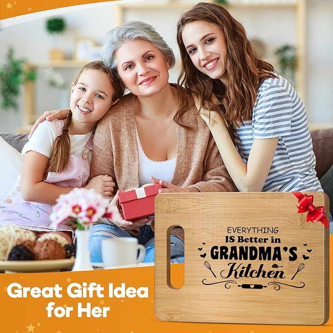 Grandma Christams Birthday Gifts,Great Grandma Gifts from Grandkids,Best Grandma Gifts from Granddaughter Grandson,Personalized Engraved Bamboo Cutting Board Gift Ideas for Grandmother Nana Gigi Mimi