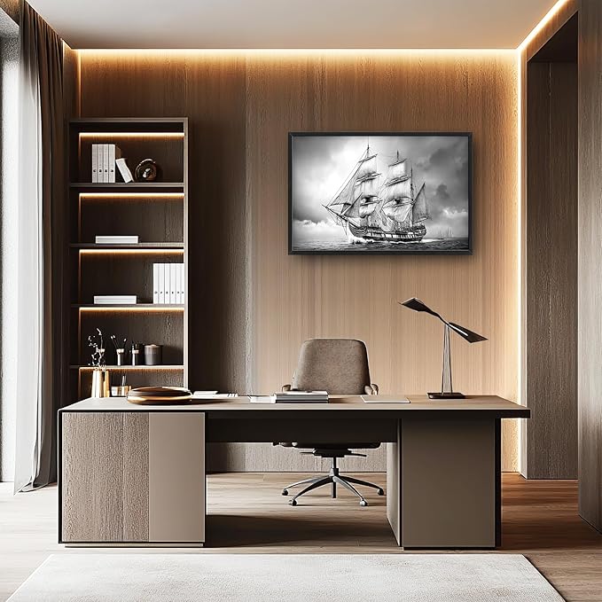 Olivine Sailboat Large Wall Art, Nautical Pictures Wall Decor, Sailing Boat Paintings, Seascape Canvas Prints, Framed Artwork for Dining Room Bedroom Living Room Office Bathroom Home 36"x24"