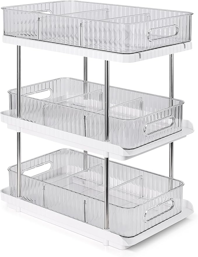 3-Tier Under Sink Organizer – Pull-Out Storage for Kitchen & Bathroom – Under Bathroom Sink Organizer, Under Sink Organizer Storage, Under Cabinet Storage Organizer