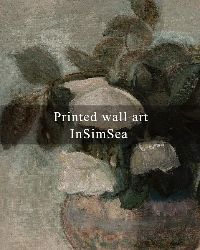 InSimSea Square Framed Canvas Wall Art, Flowers Decor Flowers in Vase Wall Paintings, Floral Pictures for Bedroom Bathroom Art Wall Decor, Kitchen Office Living Room Wall Art 12"x12"