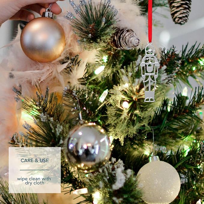 Nambe 2022 Miniature Ornament Set – Silver-Plated Rocking Horse, Nutcracker and Drum Christmas Ornaments, Holiday Tree Decorations or Collectible Keepsake Gift, Elegant Silver Plate Finish