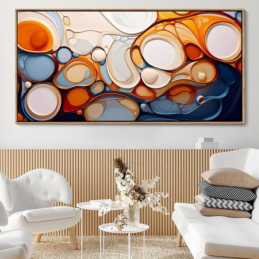 Abstract Wall Art - Modern Colorful Framed Canvas Wall Art for Living Room,Office - Large Decorative Artwork for Bedroom, Aesthetic Room Decor, Oil Painting