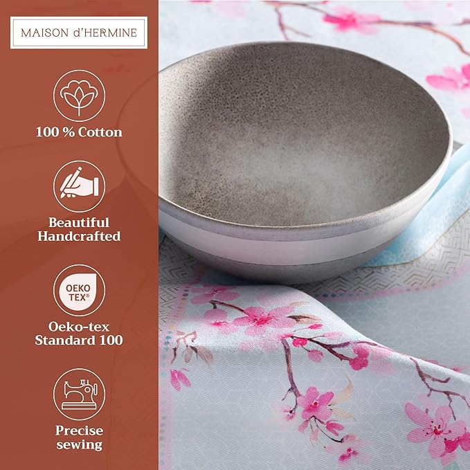 Maison d' Hermine Cloth Napkins Set of 4 100% Cotton Everyday Reusable Square Napkins Cloth Washable, Dinner, Party, Wedding, Restaurant, Spring/Summer (Blossoms in Spring, 20" x 20")