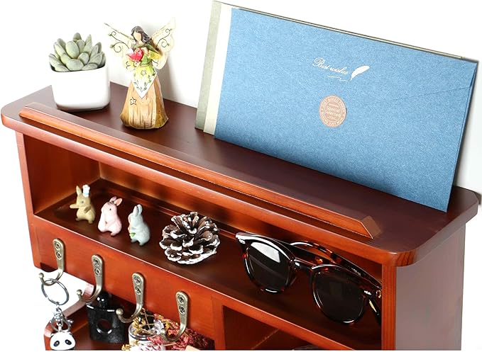 Key Holder for Wall, Mail Organizer Wall Mount with Storage Drawer and 10 Hooks, Easy Installation Key Holder Wall Mount for Home Decor, Ochre