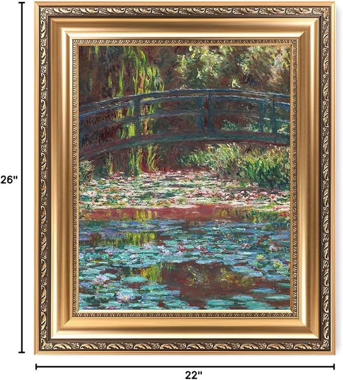 DECORARTS - Water Lily Pond 1900 Claude Monet Art Reproduction. Giclee Print& Museum Quality Framed Art for Wall Decor. Framed size: 26x22''