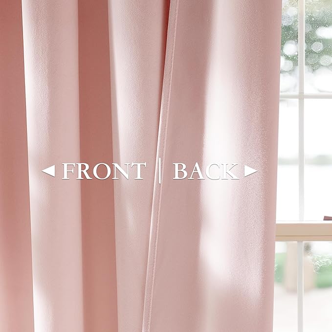 StangH Dusty Pink Velvet Curtains 52x108 Inches - Luxury Room Darkening Thermal Insulated Window Drapes for Bedroom, Living Room & Home Theater, Super Soft with Rod Pocket & Back Tab, 2 Panels