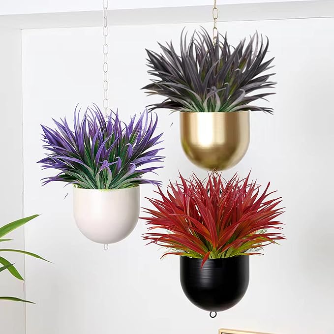 8 Pcs Outdoor Fake Plants UV Resistant Artificial Tall Grass Plants Faux Tropical Flowers Bushes Décor Fall Winter Summer Planters Patio Front Door Porch Plastic Greenery & Shrubs Decoration