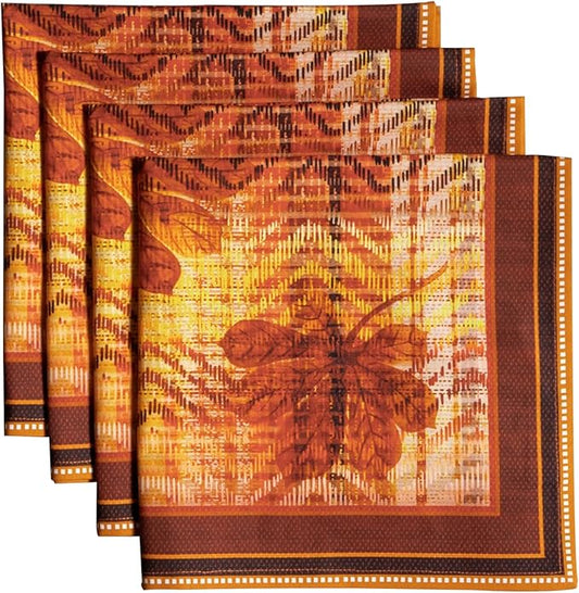 Maison d' Hermine Cloth Napkins Set of 4 100% Cotton Everyday Reusable Square Napkins Cloth Washable, Dinner, Party, Wedding, Restaurant (Thanksgiving Tartan, 20" x 20")