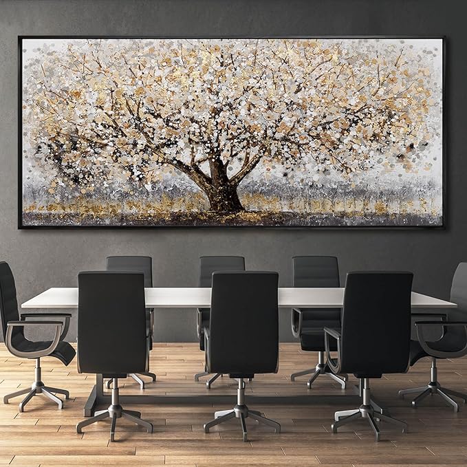 Tree Framed Wall Art Floral Wall Decor Vintage Art Pictures 32"x70" Wall Prints for Living Room Artwork for Dining Room