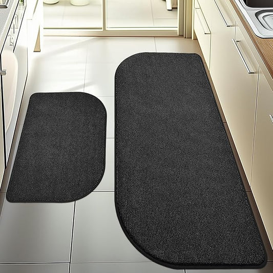 Washable Kitchen Rugs Set of 2 (24" x 35.5" + 24" x 59"), Non Slip Kitchen Mats for Floor, Absorbent Indoor Entryway Runner Rugs for Laundry, Bathroom, Door, Bedroom (Roll Packing)