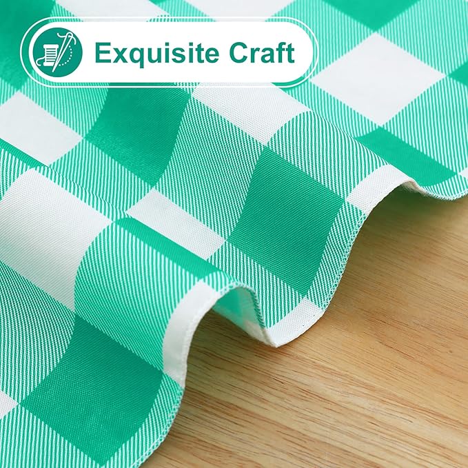misaya Rectangle Waterproof Vinyl Table Cloth, Buffalo Flannel Backed Tablecloth, Wipeable Plastic Table Cover for Dinner, Kitchen, Outdoor (54" x 120", Green and White)