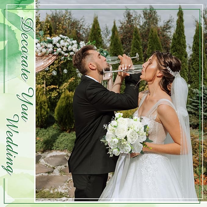 Geosar 2 Bundles Artificial Peonies Flowers Fake Silk Peony Bouquet Faux Peonies Flowers Bulk for Decoration Vase Florals Arrangements Wedding Party Table (White)