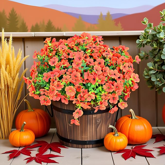 LADADA 6 Bundles Autumn Artificial Flowers for Outdoor Indoor Garden Home Decoration, Indoor Outdoor for Thanksgiving Christmas Wedding Party Home Garden Fireplace Décor