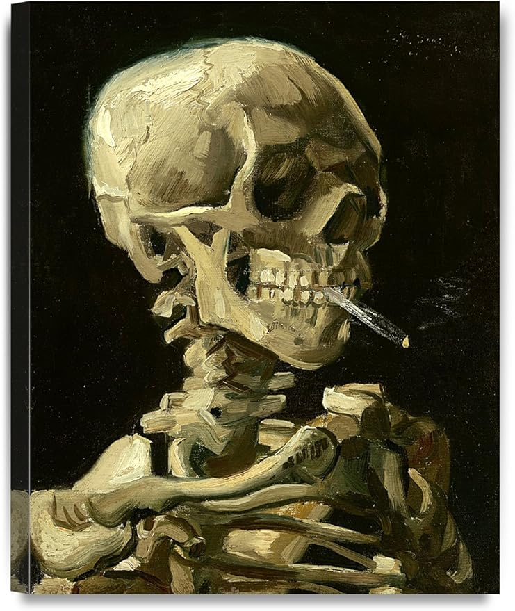 DECORARTS - Head of a Skeleton with a Burning Cigarette. Vincent Van Gogh Reproductions. Giclee Print for Wall Decor. 16x20