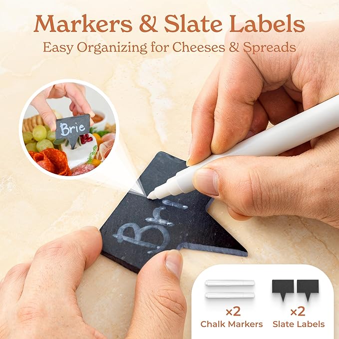 SMIRLY Charcuterie Boards Set, Large Cheese Board Set, Natural Walnut Wood Charcuterie Tray with Accessories - Housewarming Gifts New Home, Wedding & Bridal Shower Gifts for Women, Couples