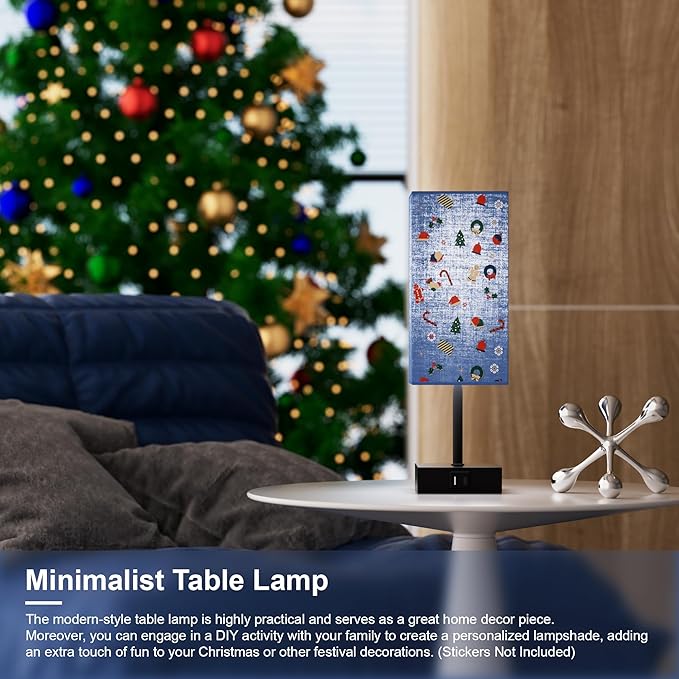 Sailstar Bedside Table Lamp for Bedroom, 3 Way Dimmable Touch Lamp with USB C+A Charging Ports, Small Nightand Lamps for Bedroom Decor, Living Room, LED Bulbs Included, Upgraded Navy Blue