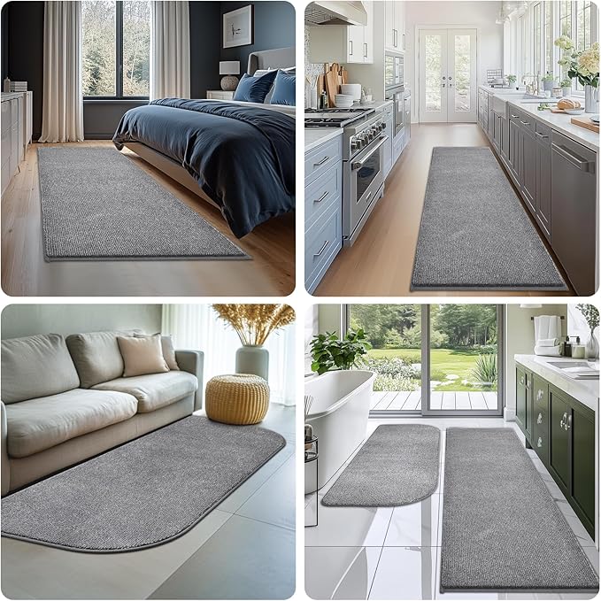 Washable Kitchen Rug 24" x 82" / 60cm x 210cm, Non Slip Kitchen Mat for Floor, Absorbent Indoor Entryway Runner Rug for Hallway, Laundry, Bathroom, Bedroom (Roll Packing)