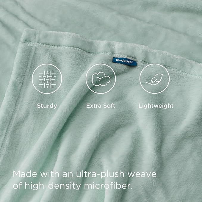 Bedsure GentleSoft Fleece Throw XL Blanket Sage Green - 300GSM Soft Lightweight Plush Cozy Blankets for Bed, Sofa, Couch, Travel, Camping, 50x70 inches