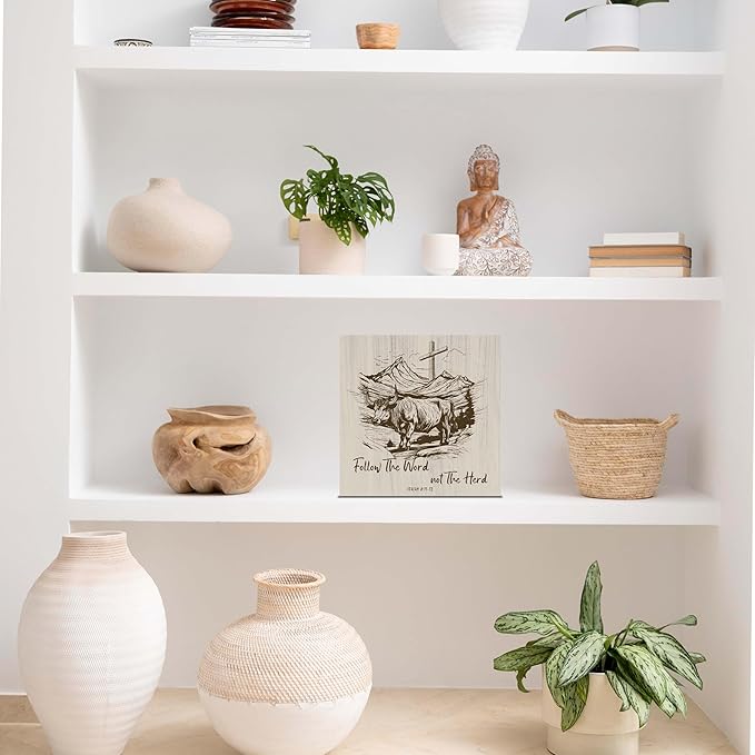 SSQBZU ‘Follow The Word Not The Herd’ Wooden Box, Bible Verse Decorations, Christian Home Decor, Motivational Gifts, Birthday, Thanksgiving, Christmas, Gifts for Family, Friends, etc.(050)