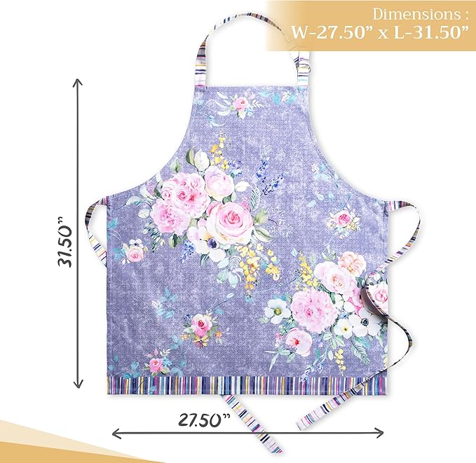 Maison d' Hermine 100% Cotton Apron for women with Pocket Kitchen Chef Apron for Men Cooking Gardening Server Waitress