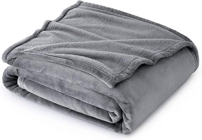 Bedsure GentleSoft Fleece Blanket Twin Size Grey - 300GSM Lightweight Plush Fuzzy Cozy Soft Warm Blanket for Bed, Sofa, Couch, Travel, Camping, 60x80 inches