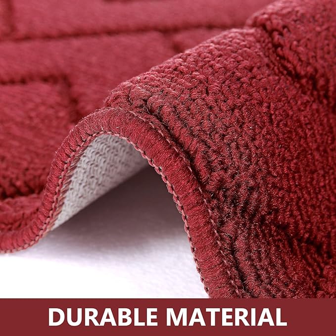 hicorfe Kitchen Rugs and Mats Sets,2 Pieces Super Absorbent Polypropylene Non-Slip Rug,Soft Comfort Floor Mat,Machine Wash for Kitchen,Hallway,Office,Sink,Laundry(20" x 31.5" Plus 20" x 48",Red