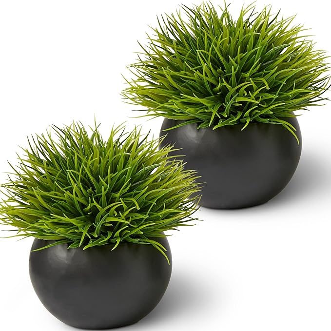 SEEKO Succulents Artificial Plants (2 Pack) Indoor Fake Desk Plants for Shelf Decor
