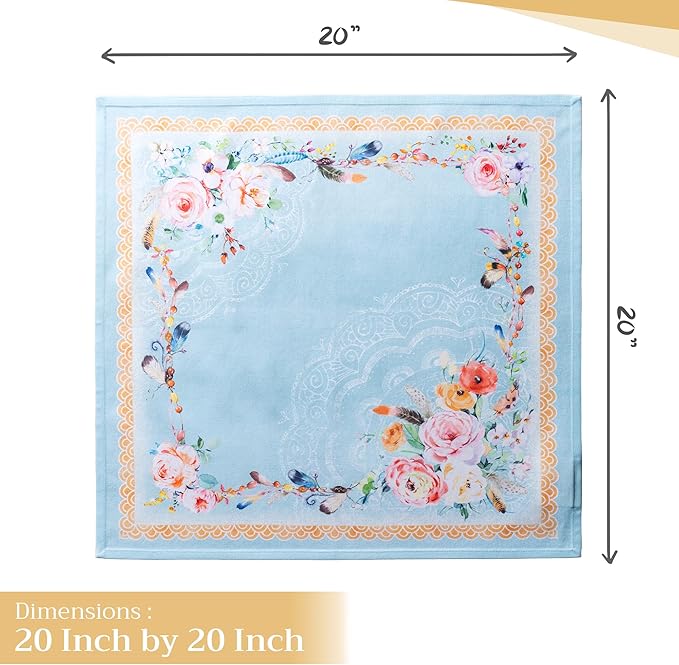 Maison d' Hermine Cloth Napkins Set of 4 100% Cotton Everyday Reusable Square Napkins Cloth Washable, Dinner, Party, Wedding, Restaurant, Spring/Summer (Ibiza, 20" x 20")