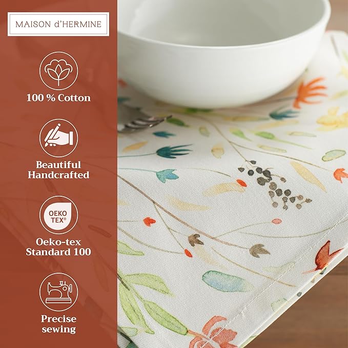 Maison d' Hermine Cloth Napkins Set of 4 100% Cotton Everyday Reusable Square Napkins Cloth Washable, Dinner, Party, Wedding, Restaurant, Spring/Summer (Colmar, 20" x 20")
