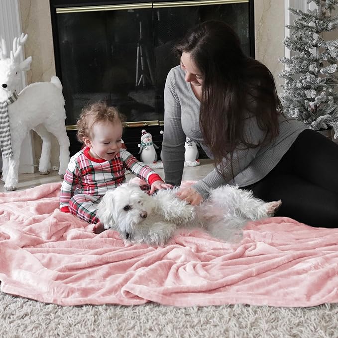 Bedsure GentleSoft Pink Fleece Blanket - 300GSM Soft Lightweight Plush Cozy Blankets for Bed, Sofa, Couch, Travel, Camping, 50x70 inches