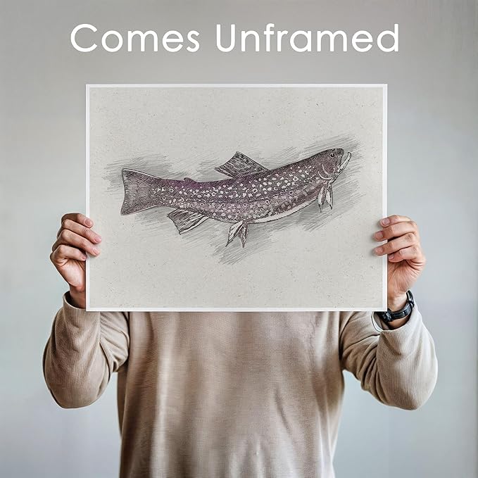 Fish Sketches Wall Art Prints (Set of 6) - 11x14s | Beautifully Detailed Aquatic Artwork for Home or Office Decor | Living Room Decor | Modern Wall Art | Kids' Room Decor | Bedroom Decor