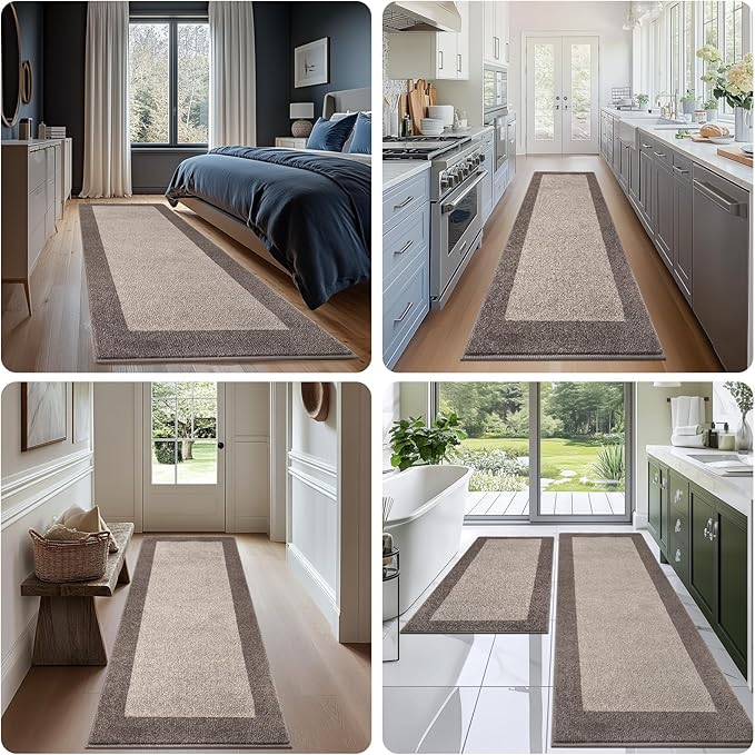 Machine Washable Kitchen Rug 32" x 84", Non Slip Kitchen Mat for Floor, Absorbent Entrance Runner Rug for Bedroom, Hallway, Bathroom, Door (Roll Packing)
