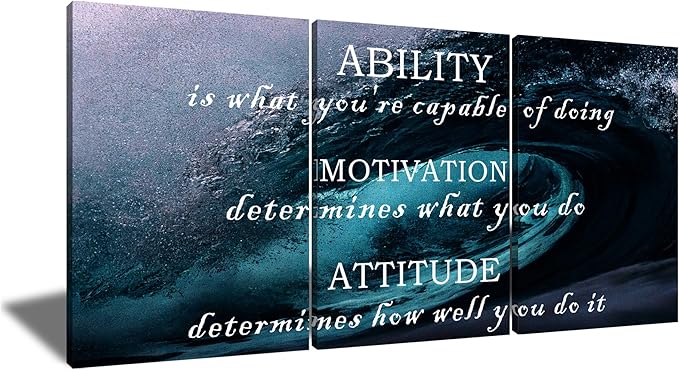 Motivational Wall Art Home Decor Inspirational Entrepreneur Quotes Posters Print on Canvas 3 Piece Pictures Painting Artwork for Living Room Gym Workplace Office Stretched and Framed [60''Wx28''H]