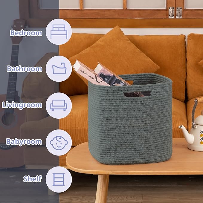 OIAHOMY Storage Cubes, 13 Inch Cube Storage Organizer, Collapsible Storage Bins, Baskets for Organizing, Storage Bins for Shelves-Dark Grey, 2-PACK