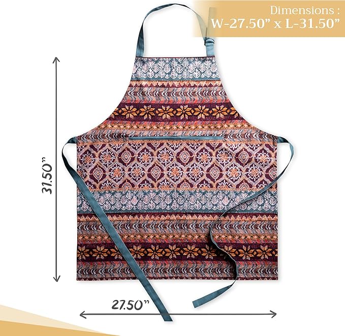 Maison d' Hermine 100% Cotton Apron for women with Pocket Kitchen Chef Apron for Men Cooking Gardening Server Waitress