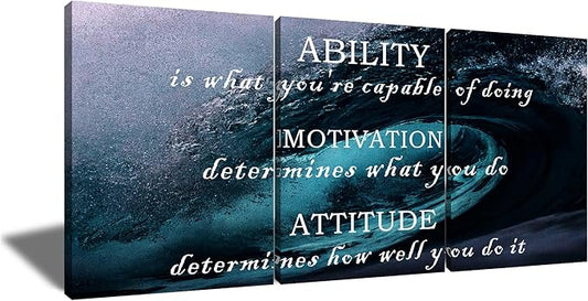 Inspirational Canvas Wall Art Motivational Entrepreneur Quotes Positive Posters Print Ocean Picture Painting Artwork for Home Bedroom Bathroom Wall Decoration Stretched and Framed [36''W x 16''H]
