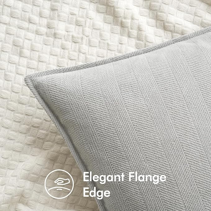 MIULEE Pack of 2 Light Grey Decorative Pillow Covers 22x22 Inch Soft Chenille Luxurious Couch Throw Pillows Farmhouse Cushion Covers Euro Shams with Elegant Design for Sofa Bed Living Room Home Decor