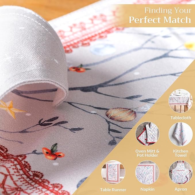 Maison d' Hermine Placemats Set of 4 100% Cotton Washable Cloth Place Mats, Reusable Table Mats for Kitchen Dining Decoration, Party, Wedding, Restaurant (Fairy Christmas, 13" x 19")