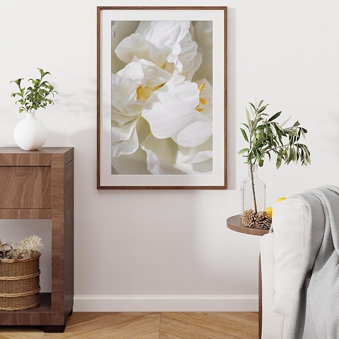 24x34 Oak Wood Picture Frame, 24"x34" Poster Frame for Wall, 24 x 34 Frame with Mat for 20x30, Rustic Wood Frame 24 x 34 with Real Glass, 24 by 34 Large Photo Frame (Walnut Color, 1 Pack)