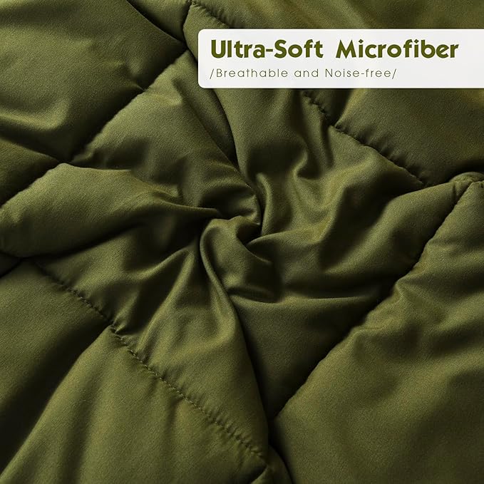 HIG 3pc Olive Green California King Comforter Set - All Season Reversible Down Alternative Comforter with Two Shams - Quilted Duvet Insert with Corner Tabs - Box Stitched - Breathable, Soft, Fluffy