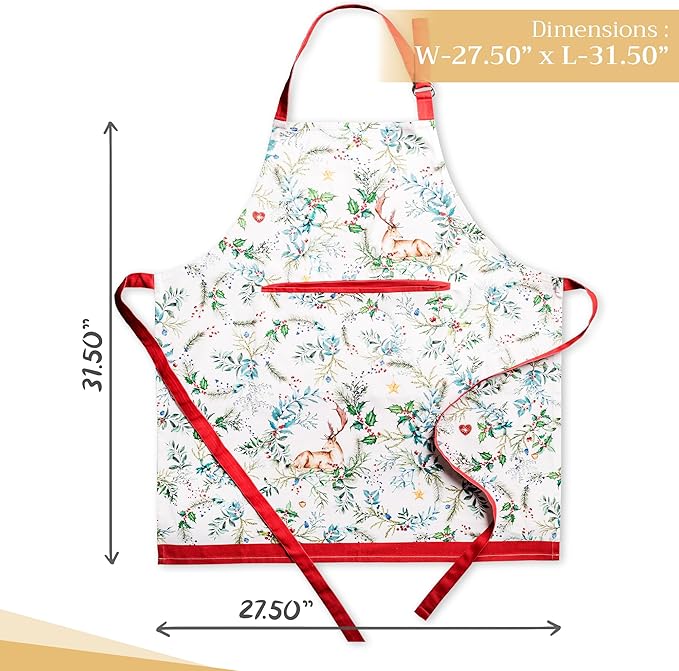 Maison d' Hermine 100% Cotton Apron for women with Pocket Kitchen Chef Apron for Men Cooking Gardening Server Waitress