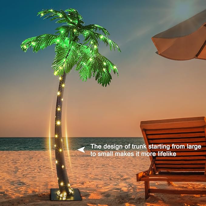Lightshare 5 Feet Palm Tree 56LED Lights Artificial Fake Tree Decoration for Tiki Bar Outside Patio Porch Pool Christmas Nativity