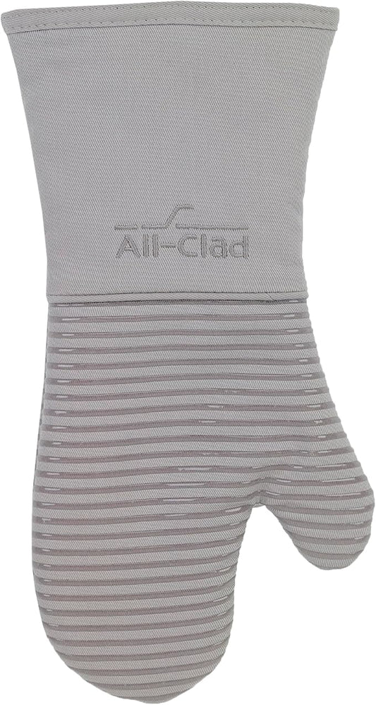 All-Clad Premium Silicone Oven Mitt: Heat Resistant to 500 Degrees - 100% Cotton & Silicone, 14"x7" Pot Holder for Kitchen and Barbeque, (1-Pack), Titanium Gray