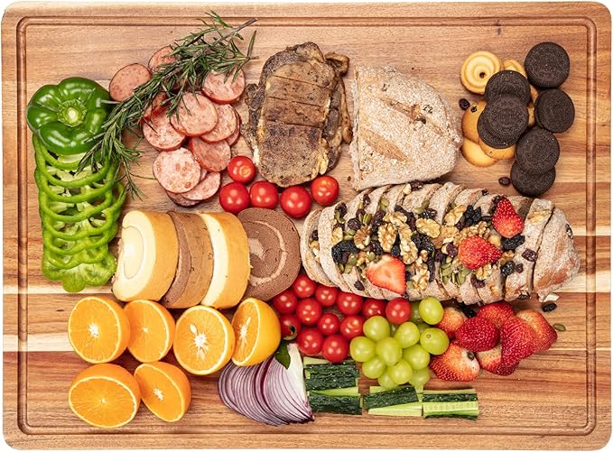 Garvee Extra Large Cutting Board for Kitchen, 24" x 18" Acacia Wood Thick Chooping Board with Deep Juice Groove, Large Butcher Block for Meat Fruits Vegetables Turkey