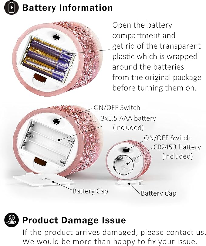 FURORA LIGHTING Pink Glitter LED Candles with Remote and Timer, 4 Pillars and 4 Votives Pack of 8, Real Wax Flameless Flickering Candles for Home Décor, Battery Included