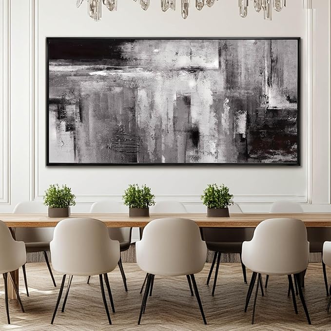 Large Framed Canvas Wall Art Black and White Abstract Art Painting for Bedroom Living Room Wall Decorations 29"x 58" Office Wall Decor