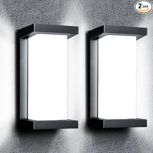 Wrasse Porch Lights Outdoor 2000 Lumen Wall Light Fixtures 6500K Modern Exterior Sconces Wall Lighting for House Outside(2 Pack)